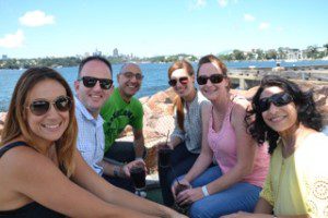 resmed corporate team building celebrating on Cockatoo Island