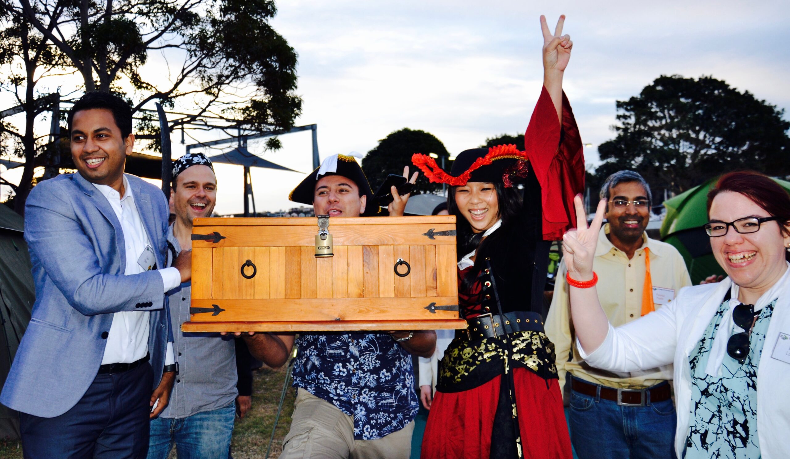 Surprise find a real Gold Coast treasure chest. Team Hunting for treasure is easy fun! Teams discover bounty on Main Beach Surfers Paradise near Sheraton Mirage, Star and QT hotels.