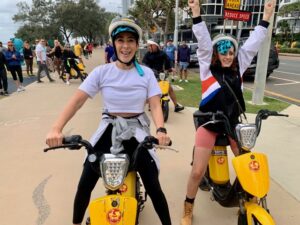 Gold Coast treasure hunt activities on mopeds and bikes around Surfers Paradise