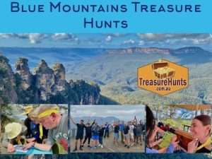 Blue Mountains Treasure Hunts beautiful group photo of Three Sisters, Echo Point Katoomba for team building and staff training. Exploring the best secrets of The Fairmont, Lilianfels and Carrington or Hydro Magestic.